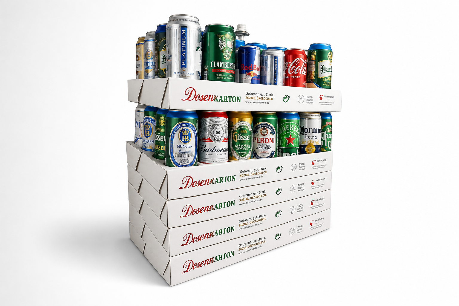 Original stack of DosenKARTONs with cans